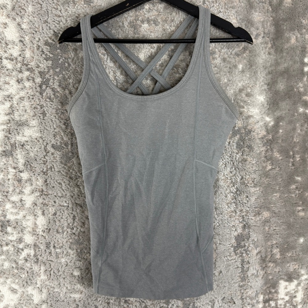 Athleta Size S Strappy Crisscross Back Yoga Active Tank Top Gray Women